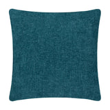 Square teal woven-texture polyester cushion shown plain-sided on a white background, illustrating the reverse of the Country Wilds Pheasant Bloom Gold cushion.