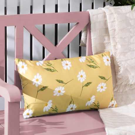 Daisies Reversible Polyester Cushion - Yellow
