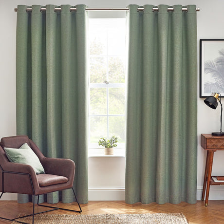 Dawn Plain Reversible Eyelet Curtains - Eucalyptus