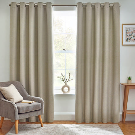 Dawn Plain Reversible Eyelet Curtains - Natural