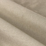 Close-up of Dawn pencil pleat curtain fabric in natural oatmeal-beige polyester, showing a soft marl-effect woven texture with folds.