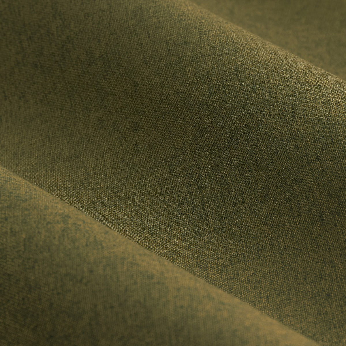 Close-up of the Dawn Plain Polyester Pencil Pleat Curtains in olive, showing the soft-textured marl fabric with fine flecked detailing in draped folds.