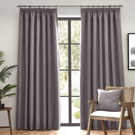 Dawn Reversible Polyester Pencil Pleat Curtains - Charcoal