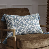 Delphine Floral Cotton Cushion - Delph Blue