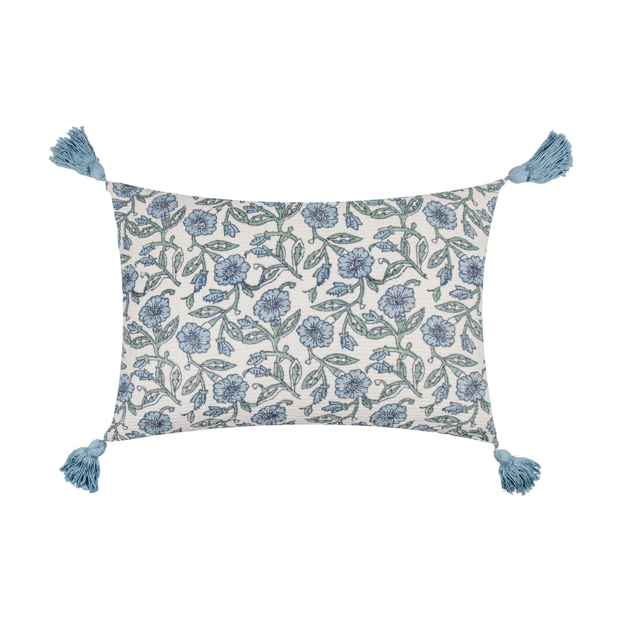 Delphine Floral Cotton Cushion - Delph Blue