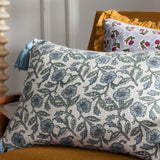 Delphine Floral Cotton Cushion - Delph Blue