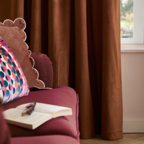 The Ultimate Velvet Plain Lined Eyelet Curtains - Mink