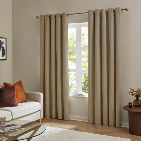 The Ultimate Velvet Plain Lined Eyelet Curtains - Mocha