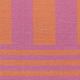 Deck Stripe Printed Polyester Rug in orange and pink, flatweave design with broad vertical bands shifting to narrower horizontal stripes across the piece.