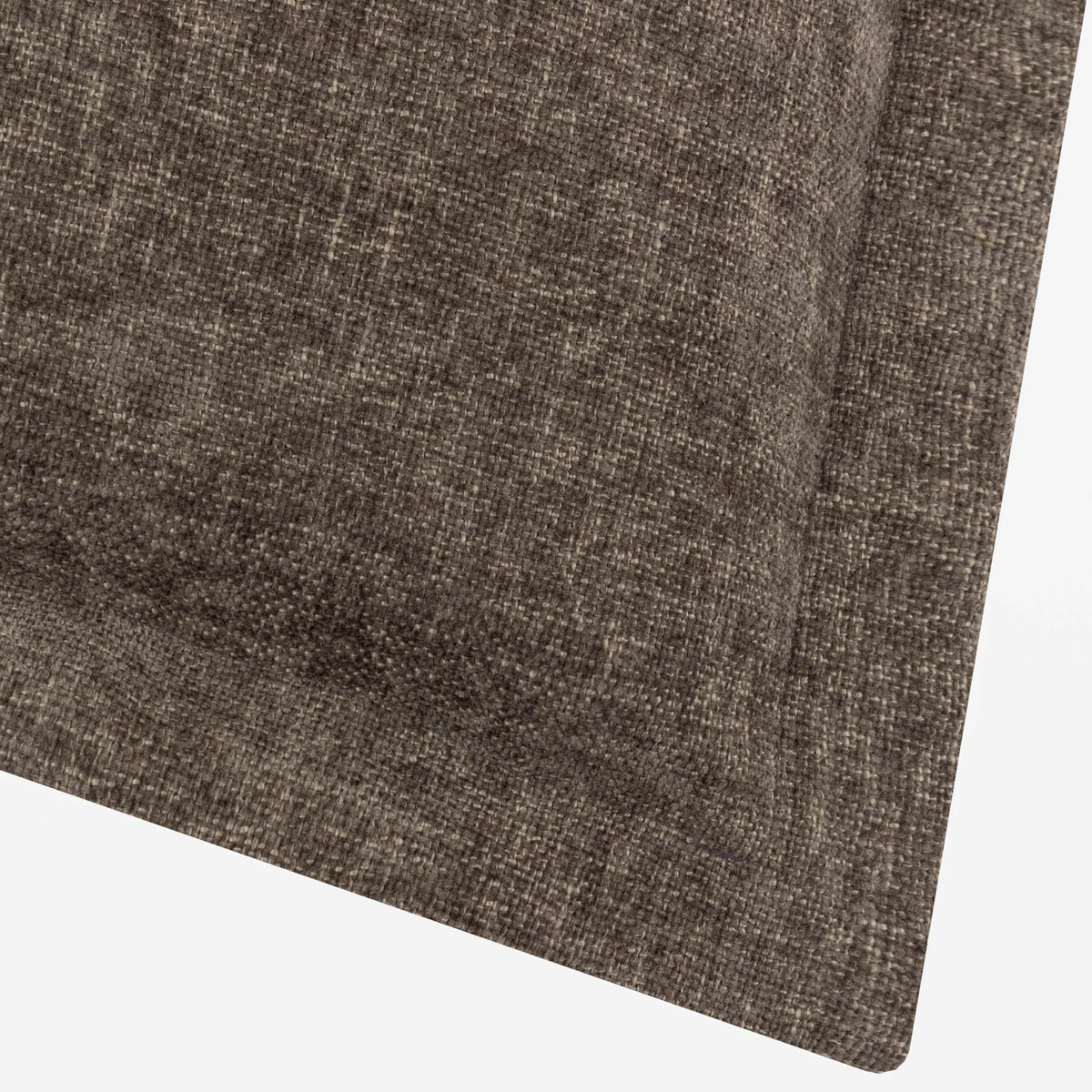 Close-up of the Dune Velvet Chenille Cushion in Mole, showing the textured woven chenille fabric and stitched edge in a warm mid-brown tone.
