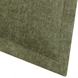 Close-up of the Dune Velvet Chenille Cushion in moss green, showing the textured pile fabric and wide oxford edge border on a plain square cushion.