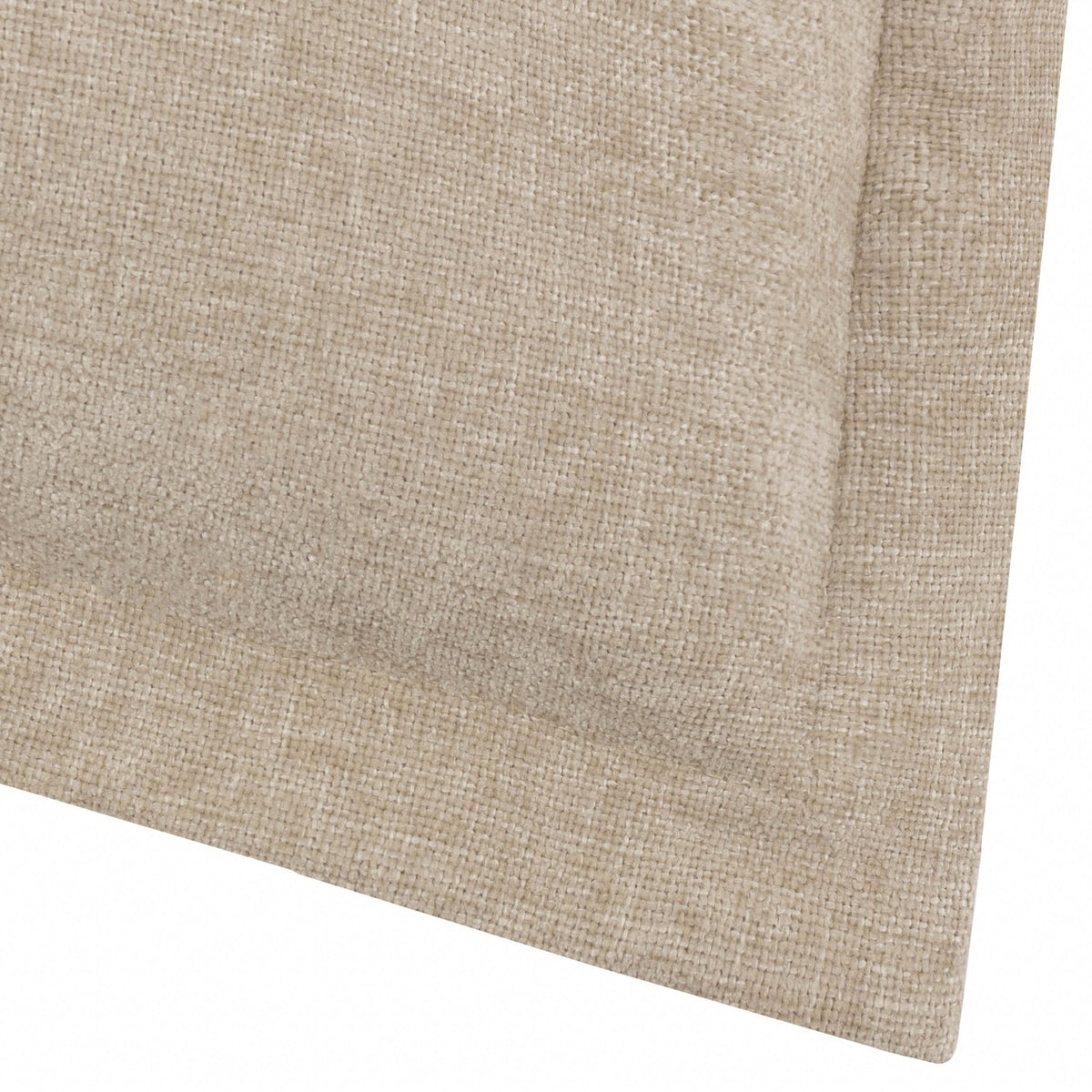 Close-up of the Dune Velvet Chenille Cushion in natural, showing the textured pile fabric and wide flat oxford border along the edge.