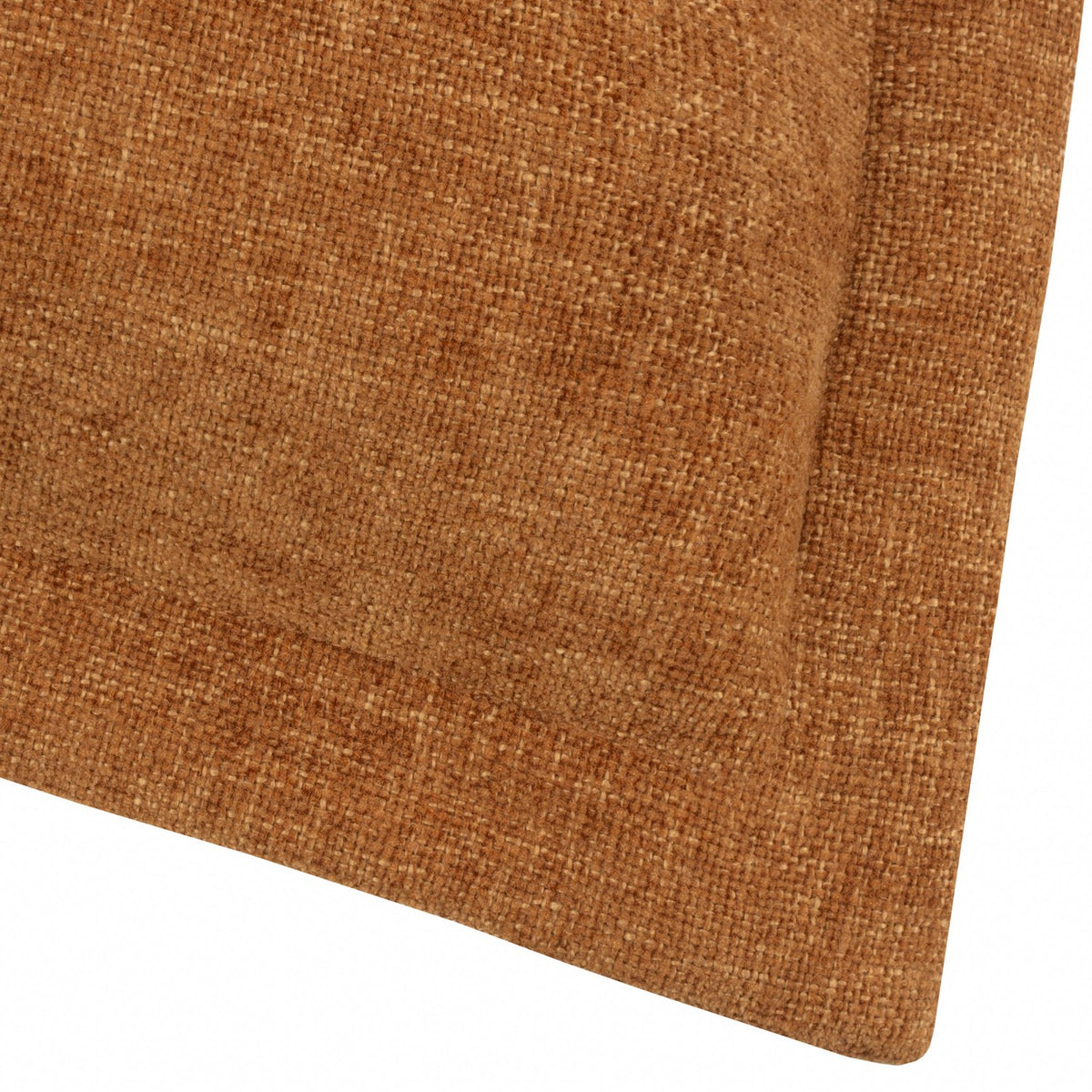 Close-up of the Dune Velvet Chenille Cushion in pecan, showing the textured brown chenille fabric and flat oxford border edge detail.