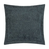 Dune Velvet Chenille Cushion in Slate, a 50 x 50cm square cushion with a textured, deep blue-grey chenille face and flanged edge, shown on a plain white background.