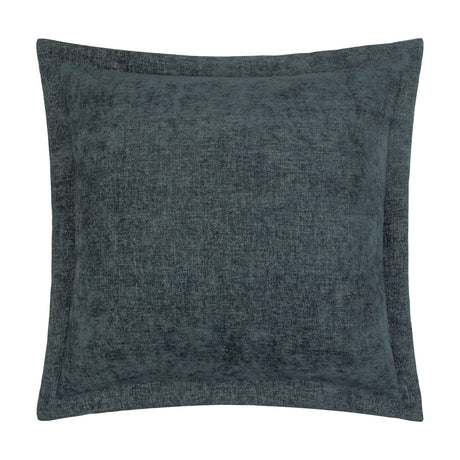 Dune Velvet Chenille Cushion in Slate, a 50 x 50cm square cushion with a textured, deep blue-grey chenille face and flanged edge, shown on a plain white background.