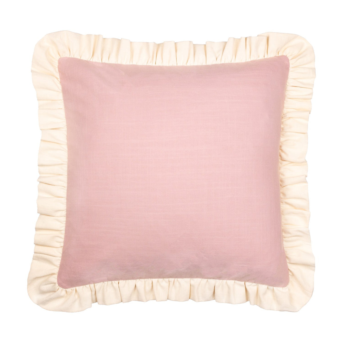 Effie Plain Cotton Cushion - Petal / Vintage Cream
