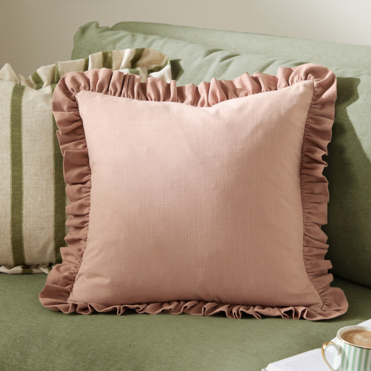 Effie Plain Cotton Cushion - Rose / Vintage Blush