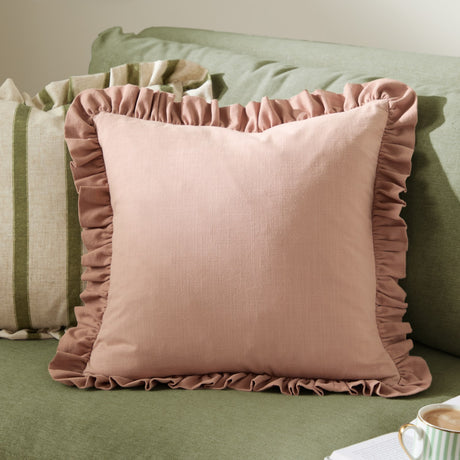 Effie Plain Cotton Cushion - Rose / Vintage Blush