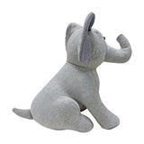 Elephant Animal Wool Door Stop in Grey, a sitting elephant figure with raised trunk and large ears, finished in herringbone-patterned fabric, shown against a plain white background.