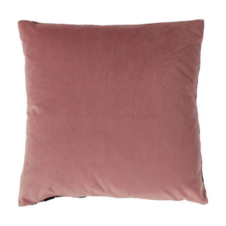 Empire Jacquard Velvet Cushion in blush pink, showing the plain velvet reverse side of the 45 x 45cm square cushion against a white background.