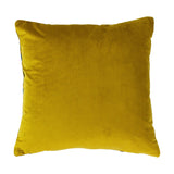 Empire Jacquard Velvet Cushion in mustard gold, showing the plain velvet reverse side, square shape, against a plain white background.