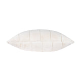 Empress Velvet Faux Fur Cushion in cream, shown side-on with soft channelled pile and vertical ridges, set against a plain white background.