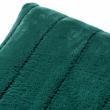 Close-up of the Empress Velvet Faux Fur Cushion in emerald green, showing the soft pile texture and raised channel stitching on a plain white background.