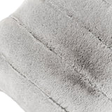 Close-up of the Empress Velvet Faux Fur Cushion in grey, showing dense polyester pile divided into channelled vertical panel seams.