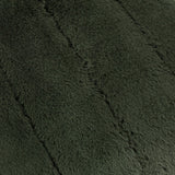 Close-up of the Empress Plain Faux Fur Cushion in pine green, showing brushed high-pile polyester with raked, panelled channels running across the surface.