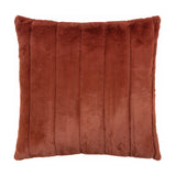 Empress Velvet Faux Fur Cushion in rust orange, a square 45 x 45cm cushion with vertical ribbed channels of deep pile fur, shown against a plain white background.