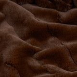 Close-up of the Empress Plain Faux Fur Throw in brown, showing dense, plush pile with soft folds and a rich, textured finish.