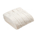 Empress Velvet Faux Fur Throw in cream, folded to show ribbed, long-piled texture and matching flat reverse, on a plain white background.