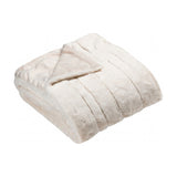 Empress Velvet Faux Fur Throw in cream, folded to show ribbed, channelled pile texture and a flatter reverse side, on a plain white background.