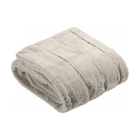 Empress Velvet Faux Fur Throw in grey, folded to show its deep long-pile texture with channelled ridges, shown on a plain white background.