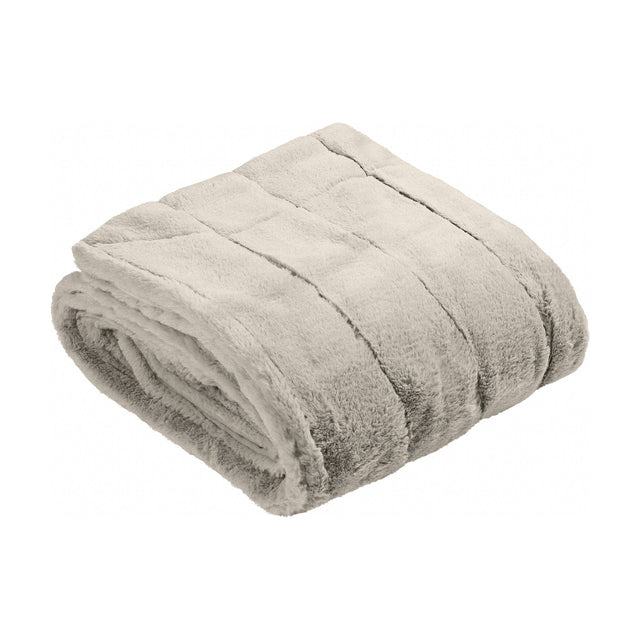Empress Velvet Faux Fur Throw in grey, folded to show its deep long-pile texture with channelled ridges, shown on a plain white background.