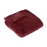 Empress Velvet Faux Fur Throw in ruby red, folded to show plush long-pile face and flat velvet reverse, on a plain white background.
