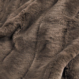 Close-up of the Empress Velvet Faux Fur Throw in taupe brown, showing dense channelled pile fabric in a soft, rustic finish.