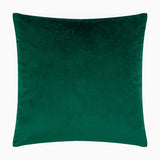 Evergreen Velvet Cotton Cushion in bottle green, plain reverse side shown, square velvet design on a plain white background.