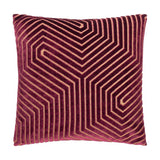 Evoke Geometric Velvet Cushion in burgundy, a square 45x45cm design with raised gold chevron cording on deep velvet, shown on a plain white background.