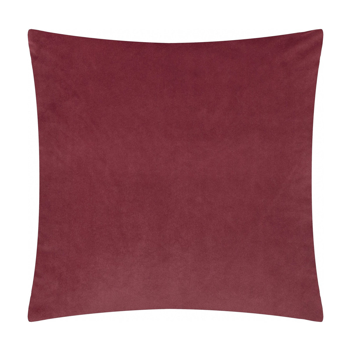 Evoke Geometric Velvet Cushion in burgundy, square 45x45cm, plain velvet reverse shown on a white background.