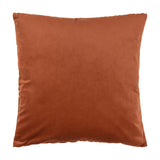 Evoke Geometric Velvet Cushion in Brick, a square velvet cushion in rust orange with a plain reverse side, shown on a white background.