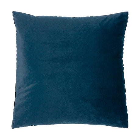 Evoke Geometric Velvet Cushion in Navy, showing the plain velvet reverse side in deep navy with a soft sheen, photographed on a white background.