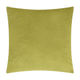 Evoke Geometric Velvet Cushion in olive green, a square velvet cushion with a plain textured front, shown against a white background.