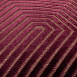 Close-up of the Evoke Geometric Velvet Cushion in burgundy, showing raised chevron patterning with slim gold-toned contrast threads woven through the pile.