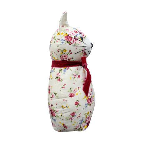 Floral Cat Velvet Cotton Door Stop - Multicolour