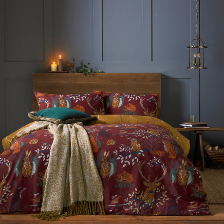 Forest Fauna Woodland Animal Duvet Cover Set - Rust