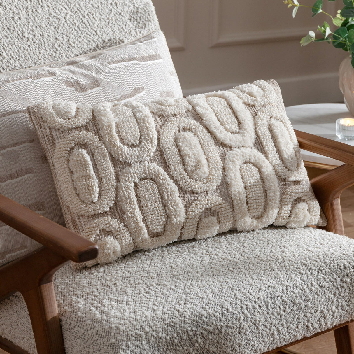 Fosse Geometric Polyester Cushion - Natural
