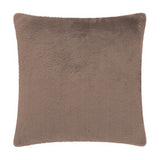 Square faux fur cushion in mocha brown with a dense, brushed pile, shown plain-sided against a white background.