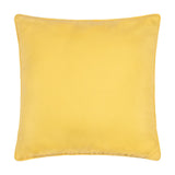 Reverse side of the Fruits Piped Polyester Cushion, shown in plain yellow fabric with a matching yellow piped edge trim, 45 x 45cm, on a white background.