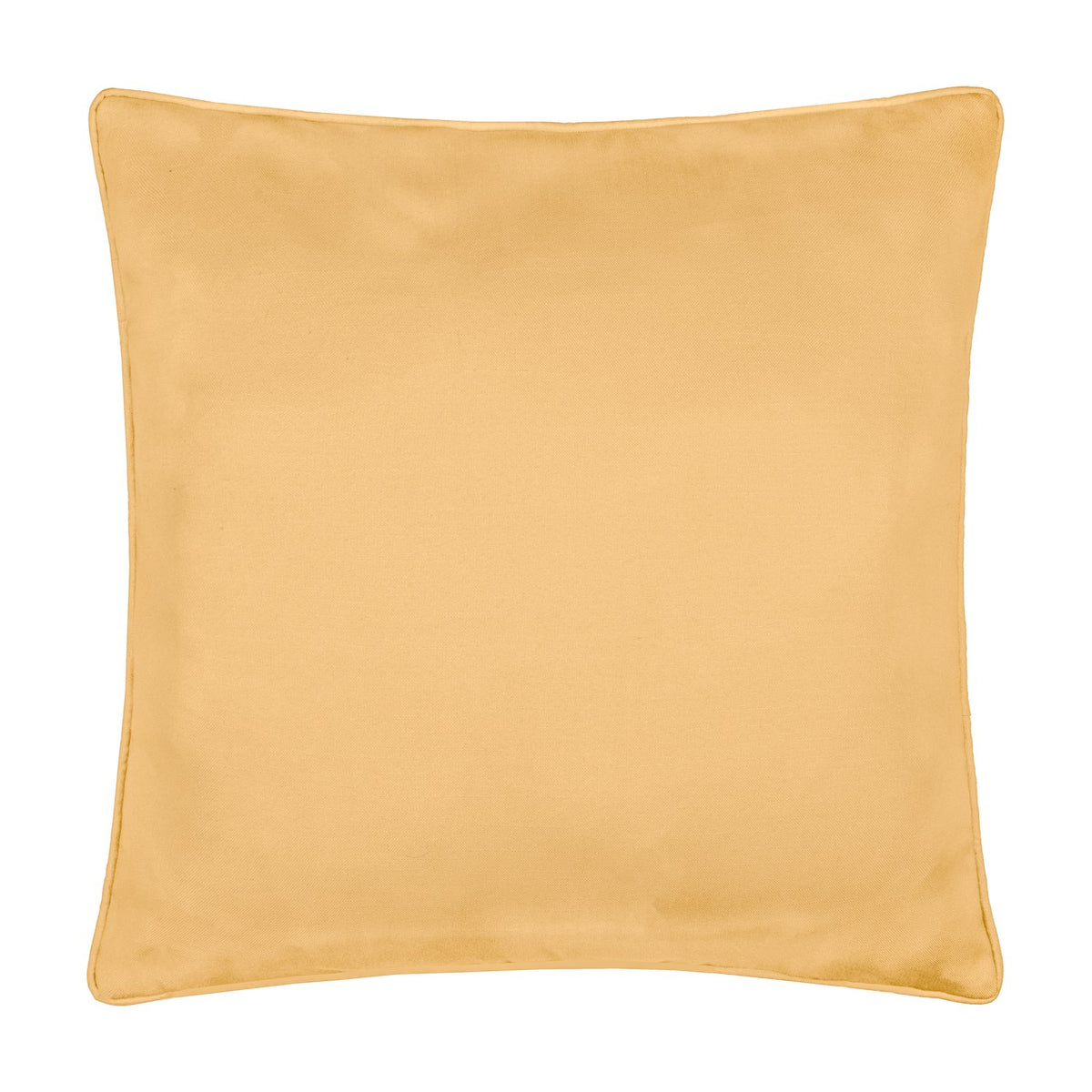 Square polyester cushion in the Fruits range, Lemon/Lime, shown reverse side in plain warm yellow with piped edge trim, on a white background.